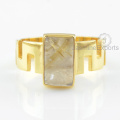 Designer Golden Rutile Gemstone Ring, Wholesale Supplier For Gemstone Gold Ring Jewelry